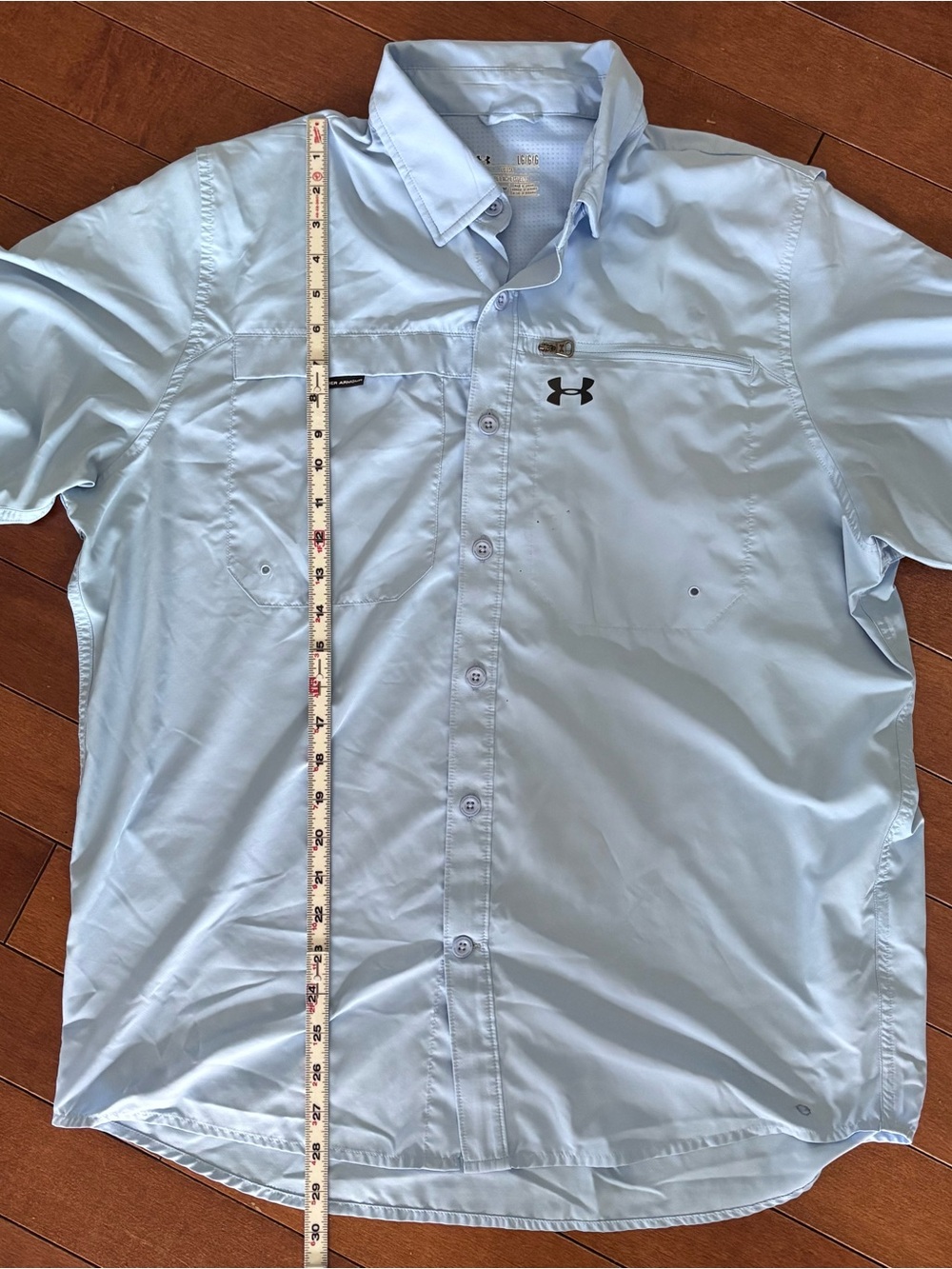 Under Armour Light Blue Short-Sleeve Button-Up Performance Shirt Large - Picture 6 of 9